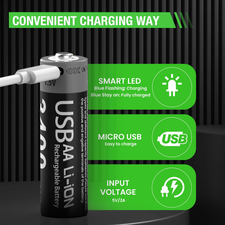 باتری شارژی لیتیومی با USB